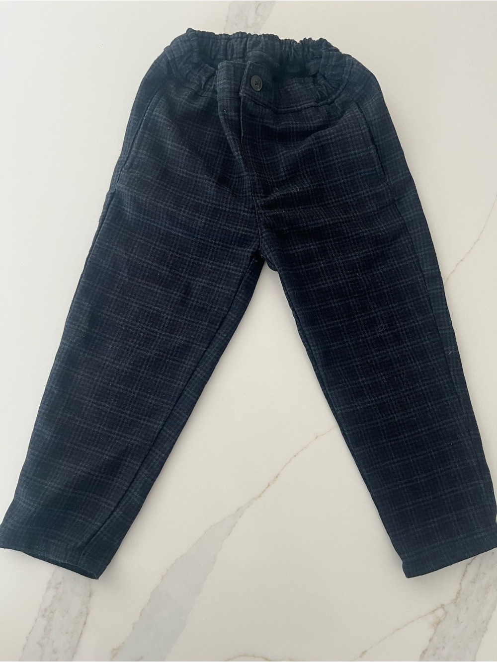 Zara Boys Dark Navy Plaid Casual Pants